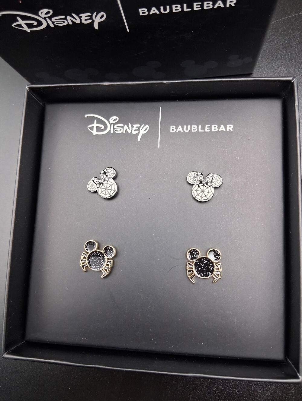 Disney BAUBLEBAR Set of 2 Mickey Mouse Spider & Web Halloween Stud Earrings